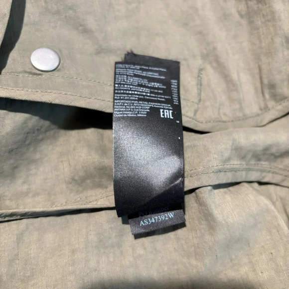 ALL SAINTS Sz S Breaker Olive Green Linen Blend Streetwear Oversized Jacket - Picture 16 of 16